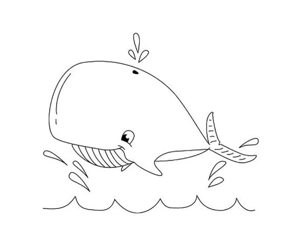 Кит нарисованный цветными карандашами