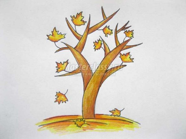 Рисование осеннее дерево в карандаше