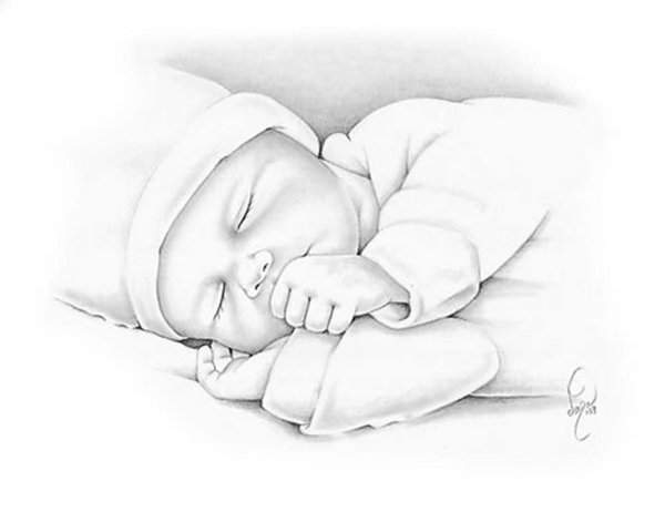 Портрет младенца карандашом