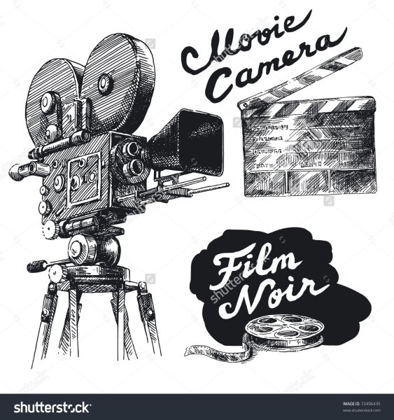 Кинокамера ретро нарисована