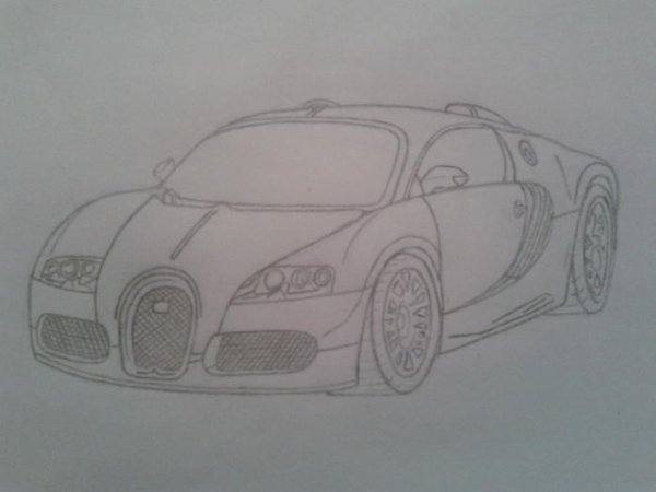 Нарисовать Бугатти Вейрон сзади легко