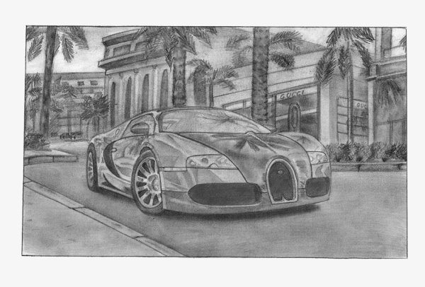 Бугатти рисунок карандашом