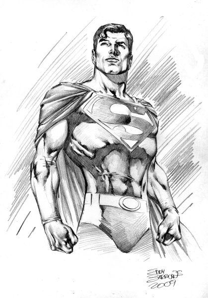 Супермен карандашом в полный рост