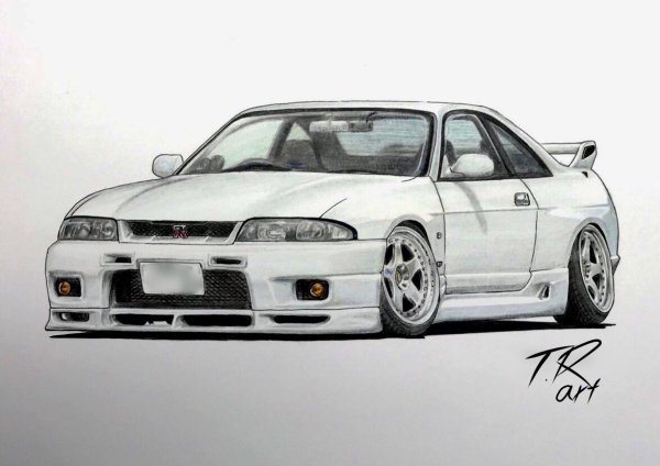 Nissan Skyline GTR r33 карандашом