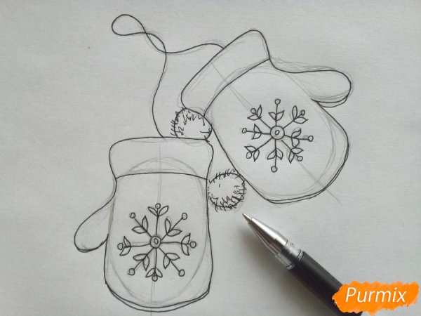 Варежки рисунок карандашом