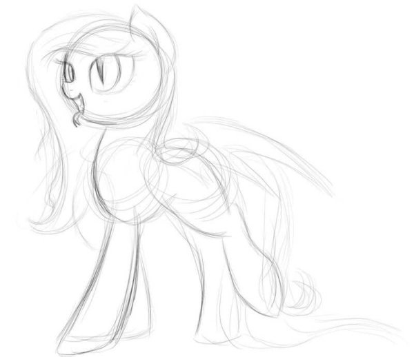 Пони Флаттершай карандашом