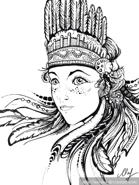 Индианка эскиз