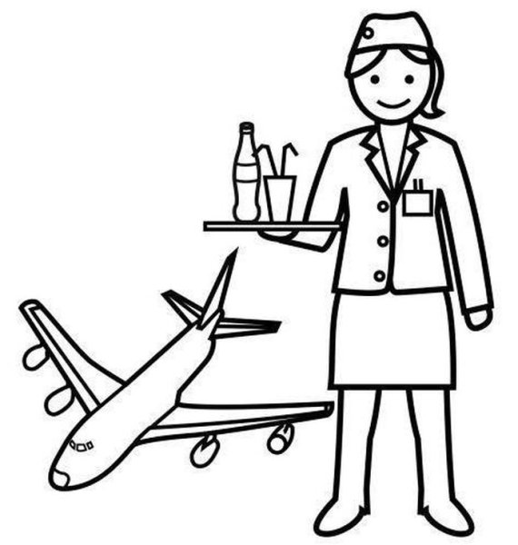 Раскраска профессии стюардесса