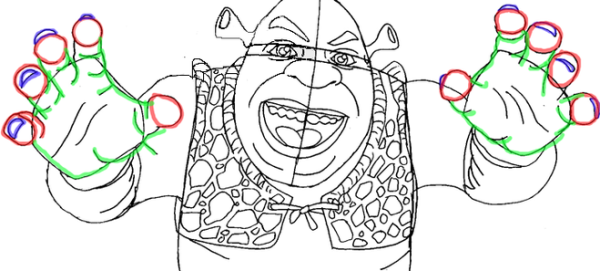 Рисунок пошагово Шрэка