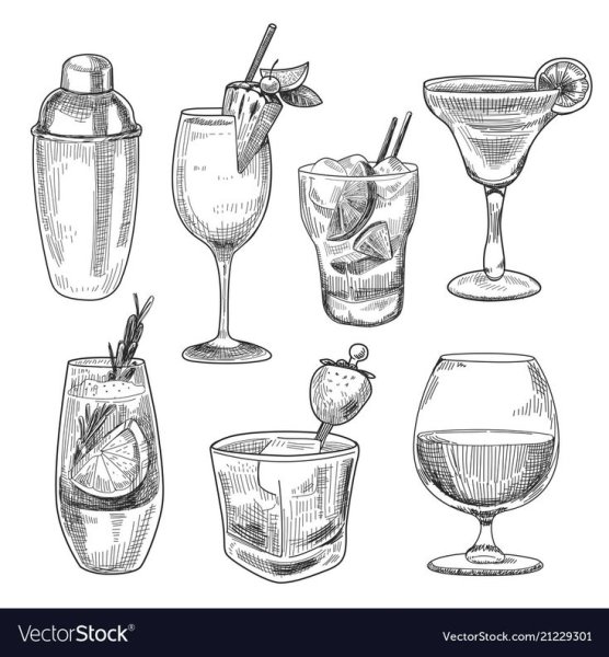 Скетчи набросок коктейль