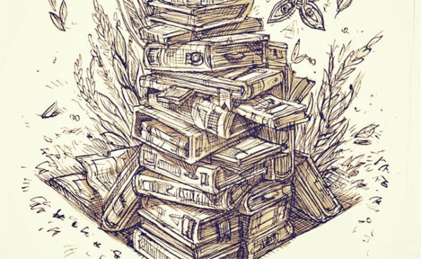 Стопка книг черно белая