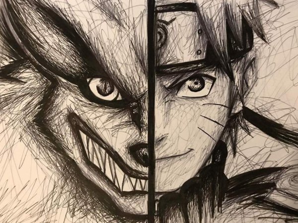 Скетчи аниме Наруто курама