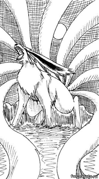 Раскраска Наруто девятихвостый Лис