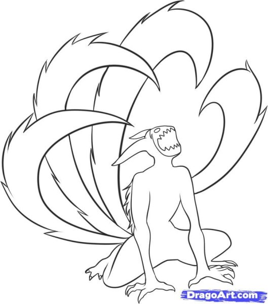 Раскраска Наруто девятихвостый Лис