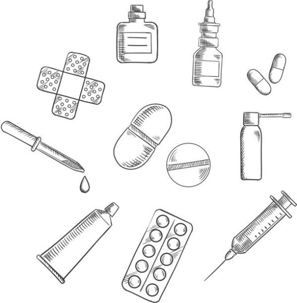 Лекарства раскраска для детей