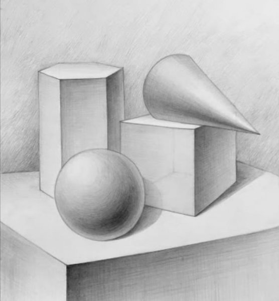 Объемные фигуры карандашом