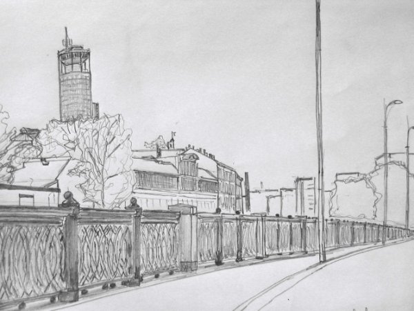 Набережная рисунок карандашом