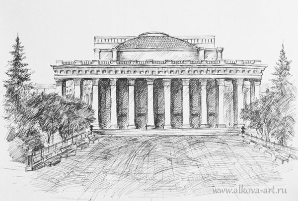 Здания Новосибирска рисунок