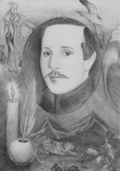 Лермонтов карандашный портрет