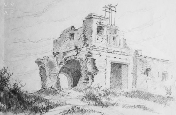 Нарисовать Самарскую крепость карандашом