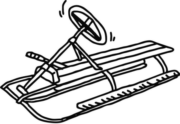 Трафарет дети на санках