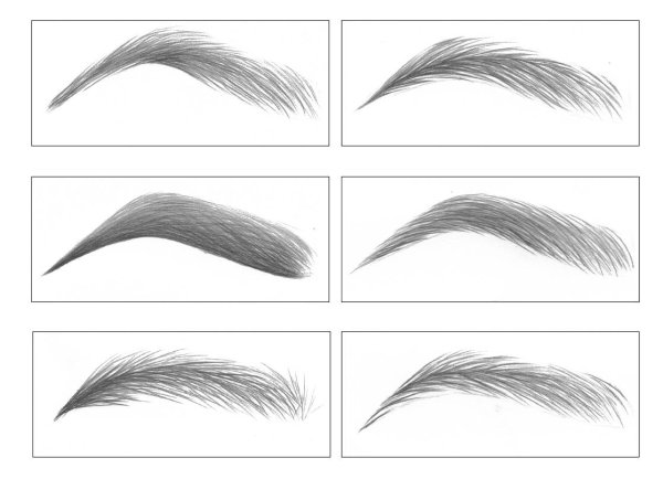 Схема прорисовки волосков бровей