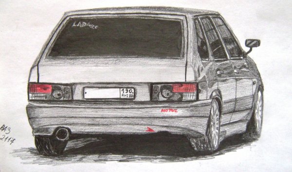 ВАЗ 2114 сзади рисунок
