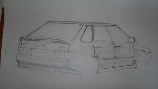 ВАЗ 2114 нарисовать сбоку