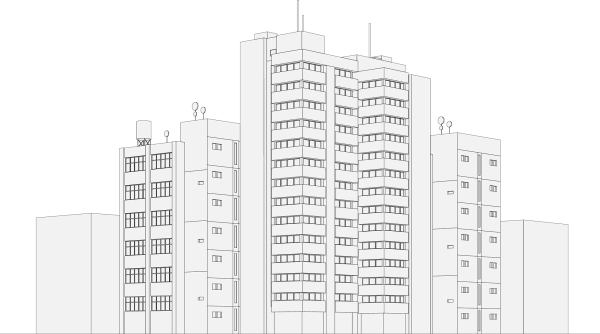 Современные здания карандашом