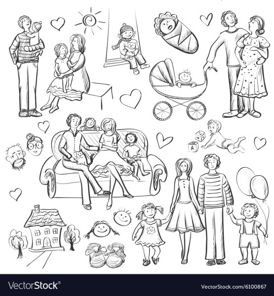 Рисунок семьи из 6 человек