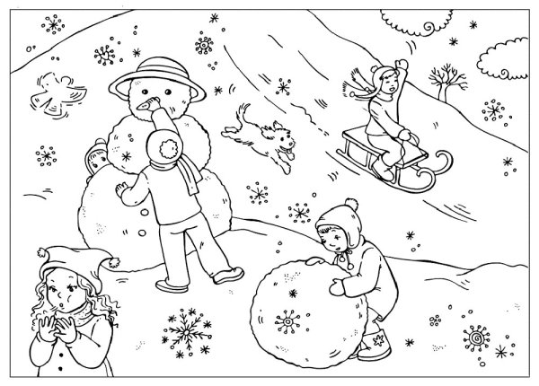 Зимние раскраски для детей