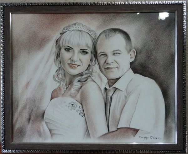 Портрет сухой кистью на холсте