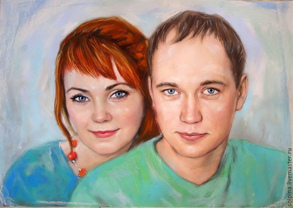 Парный портрет цветными карандашами