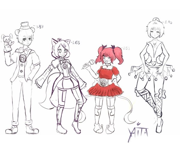 Раскраски ФНАФ аниме Мангл