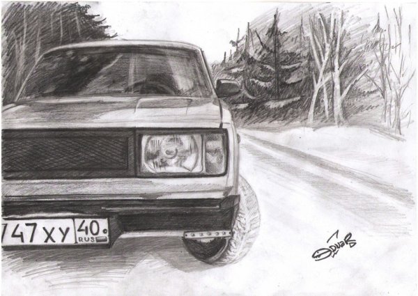 Рисунок ВАЗ 2107 спереди БПАН