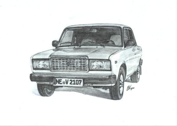 ВАЗ 2107 рисунок карандашом спереди