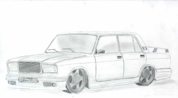 ВАЗ 2107 рисунок карандашом спереди