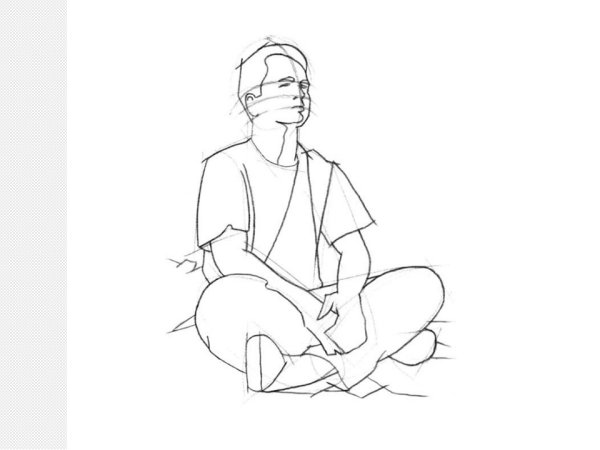 Сидящий человек карандашом