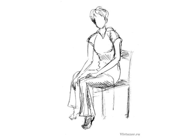 Наброски сидящей фигуры человека