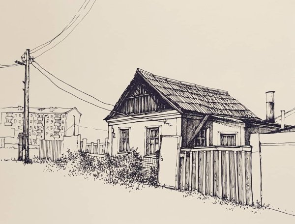 Рисунок деревни карандашом для детей