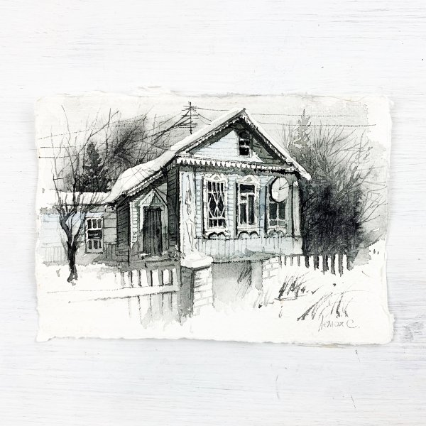 Деревенский домик эскиз