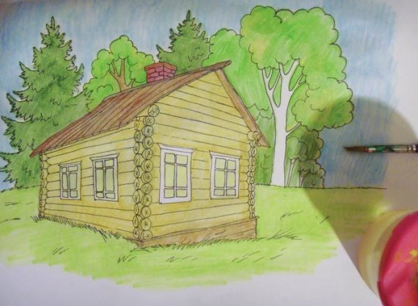 Деревенский пейзаж Графика