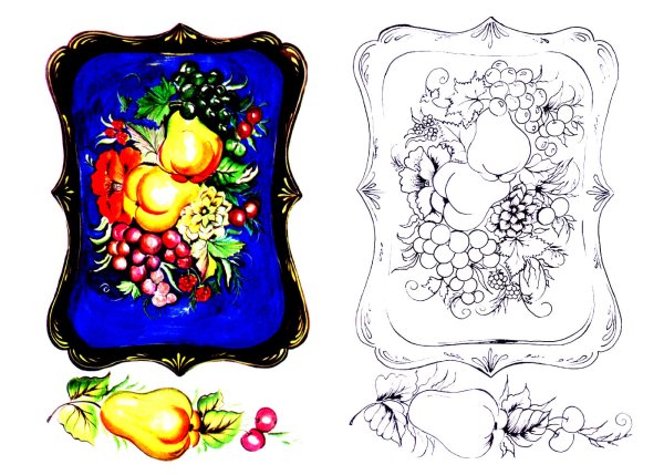 Жостовская роспись раскраска