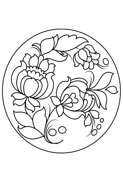 Гжельская роспись тарелка раскраска для детей