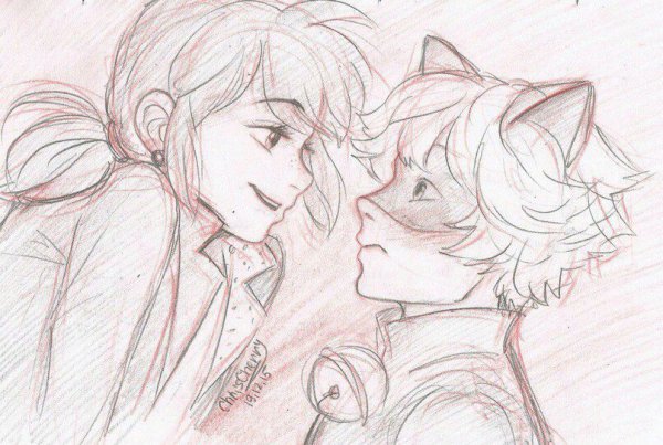 Леди баг и супер кот карандашом