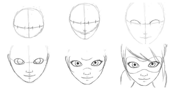 Поэтапные рисунки для срисовки лица