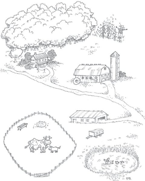 Ферма рисунок для детей карандашом