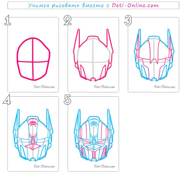 Рисунок Оптимуса Прайма карандашом