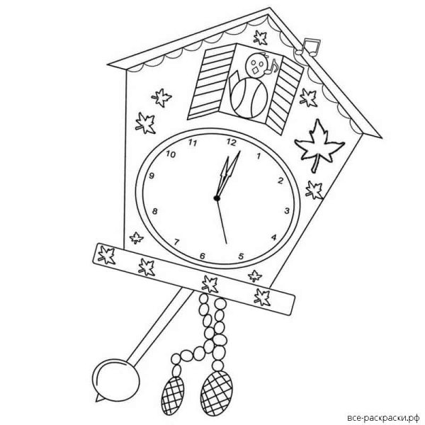 Раскраска часы с кукушкой