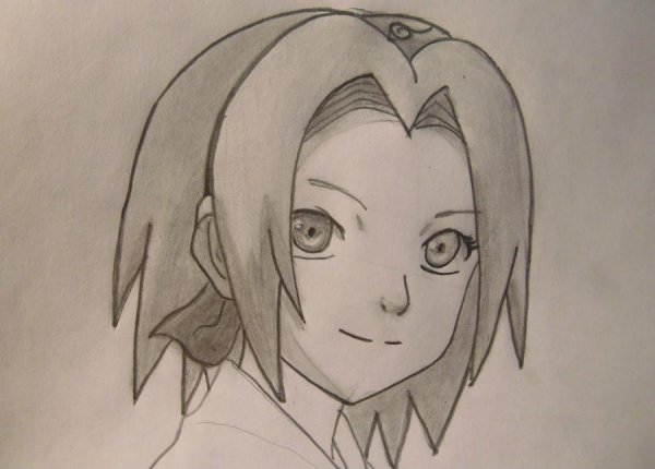 Сакура из Наруто карандашом сложно